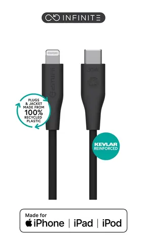 eSTUFF INFINITE (GRS) černá / Lightning kabel / USB-C / 1 m / MFI