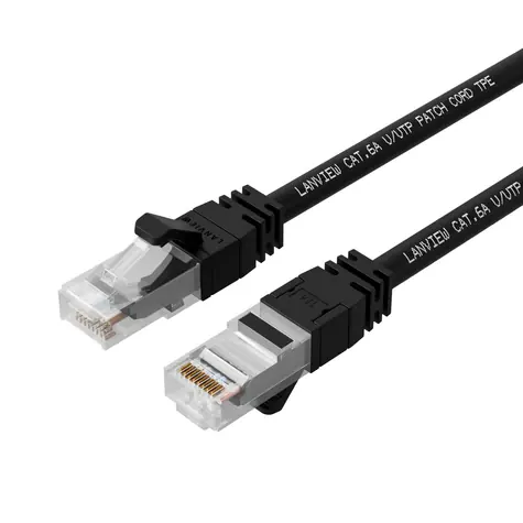 Lanview CAT6a S/FTP 3m černá / Síťový kabel / RJ-45 / PoE+ / LSZH
