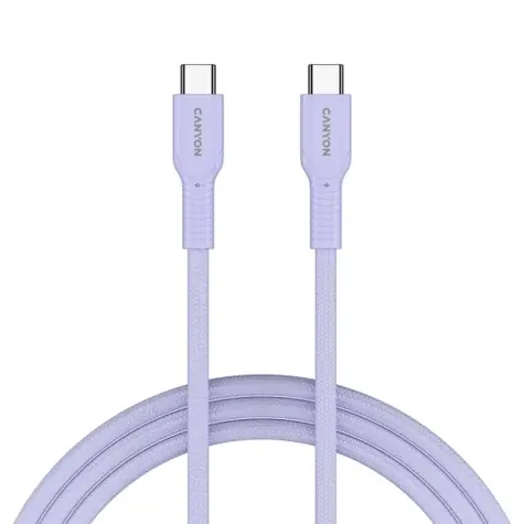 Canyon OnWire CCAP60CL fialová / Nabíjecí kabel / USB-C – USB-C / opletený / 60W PD / 480 Mbps / 1 m