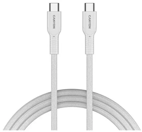 Canyon OnWire CCAP60CL bílá / Nabíjecí kabel / USB-C – USB-C / 60W PD / 1 m / opletený
