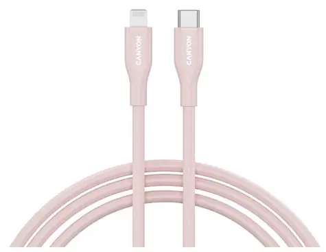 Canyon CLNM60SC10 růžová / Nabíjecí kabel / USB-C - Lightning / MFi / 60W / 1m