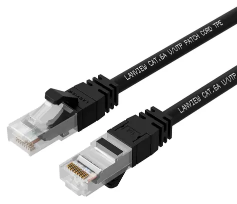Lanview UTP CAT6a černá / Síťový kabel / LSZH / 15 m / PoE+ / SmartClick