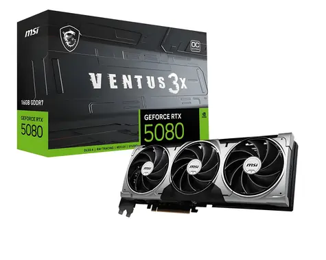 MSI GeForce RTX 5080 VENTUS 3X OC černá / Grafická karta / NVIDIA / 16GB GDDR7 / 256-bit / 1x HDMI + 3x DP