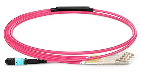 Lanview MTP-LC OM4 fialový / Optický patch kabel / Multimode / LSZH / Duplex / 1 m