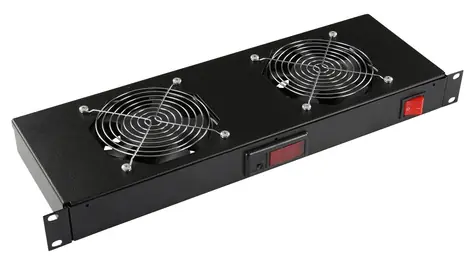 Lanview Logon RAF300BL / Ventilátorový modul do racku / 1U / 2x ventilátor / Digitální termostat / 280 m3/h