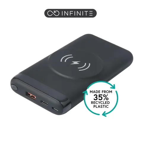 eSTUFF INFINITE černá / Powerbanka / 10.000 mAh / PD 20 W / Bezdrátové nabíjení 10 W / USB-C