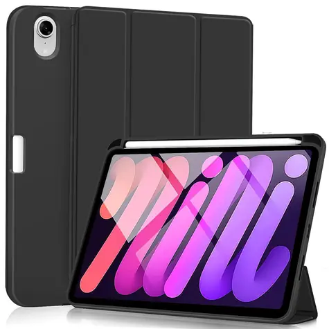 eSTUFF Miami černá / Pouzdro pro Apple iPad mini 7/6 / PU kůže / Přihrádka na Apple Pencil / 2 polohy
