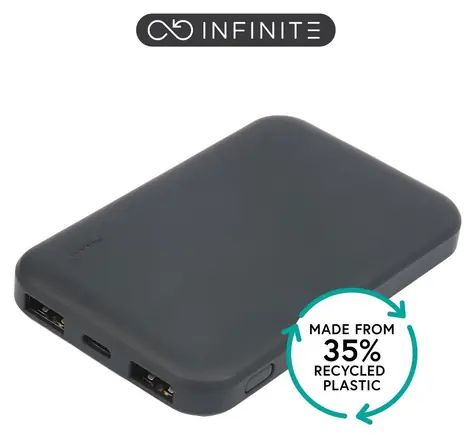 eSTUFF INFINITE černá / Powerbanka / 5 000 mAh / USB-C / 2x USB-A / rychlonabíjení