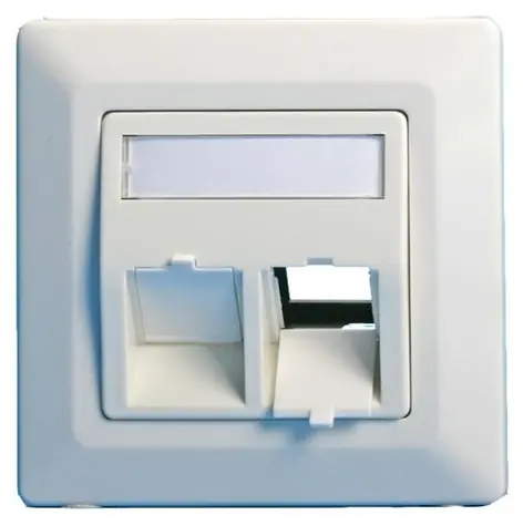 Lanview zásuvkový rámeček EURO bílý / Zásuvkový rámeček / 2x RJ45 Keystone / zalomený / bez šroubů / 80 × 80 mm