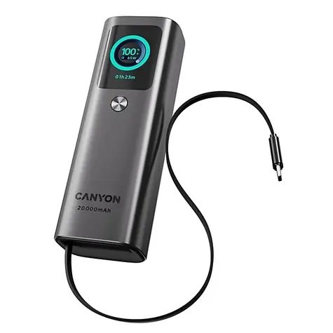 CANYON OnPower 265 / Powerbanka / 20 000 mAh / 165 W / displej / 2x USB-C, USB-A