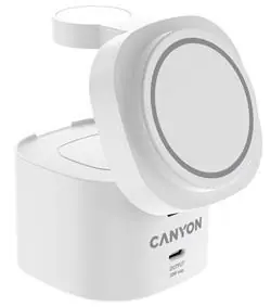 CANYON Bezdrátová nabíječka 4v1 30W bílá / Bezdrátová nabíječka / pro 4 zařízení současně / kabel 1m