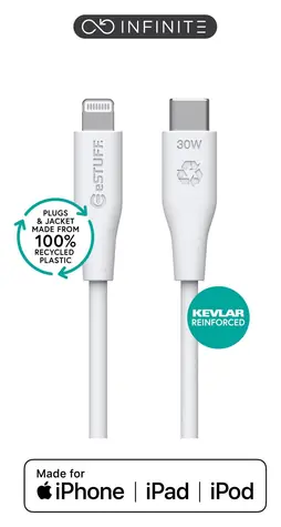 eSTUFF INFINITE (GRS) bílá / Lightning kabel / USB-C / 1 m / MFi
