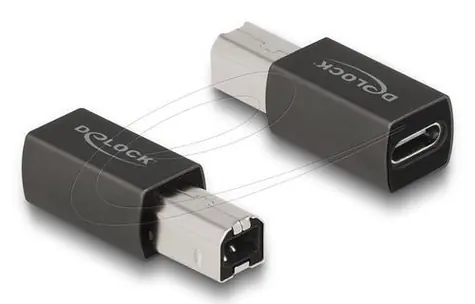 DeLock Adaptér USB-C (F) - USB-B (M) antracitová / Adaptér / USB 2.0