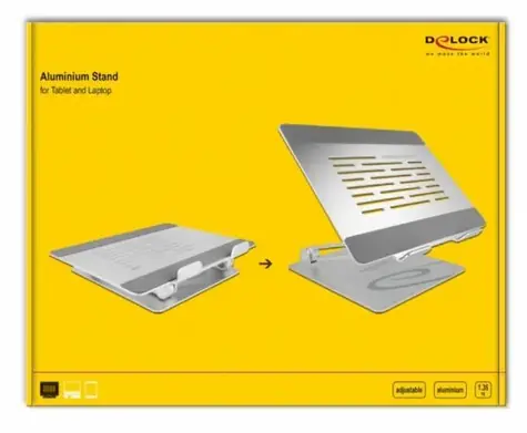 DeLock Stojan pro tablet a notebook nastavitelný hliníkový / Stojan / Hliník / Nastavitelný sklon
