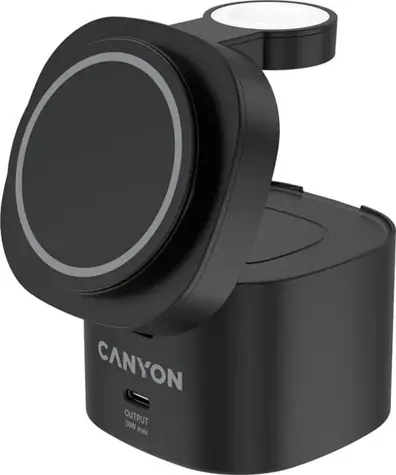 Canyon Bezdrátová nabíjecí stanice 4v1 černá / Nabíjecí stanice / 30W / s adaptérem 65W