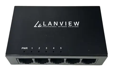 Lanview Switch Unmanaged 5 portů / Switch / 5x Gigabit Ethernet / 10/100/1000 Mbit/s / kovový