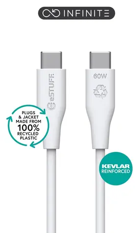 eSTUFF INFINITE (GRS) bílá / Kabel / USB-C - USB-C / 2 m / 60 W PD