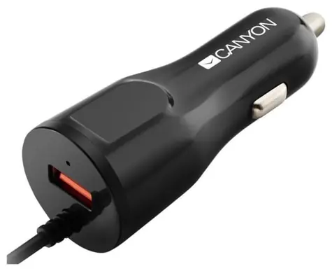 CANYON C-031 černá / autonabíječka / 1x USB / integrovaný kabel microUSB / 5V/2,4A