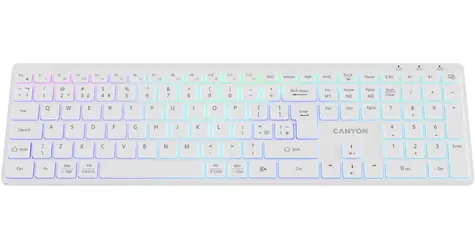 Canyon HKB-W11 bílá / Klávesnice / bezdrátová / voděodolná / RGB podsvícení / CZ/SK layout
