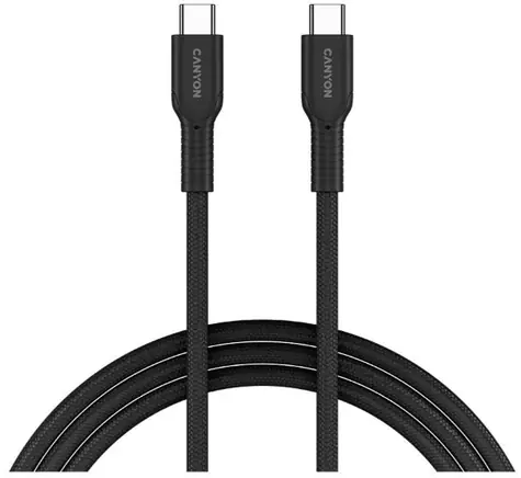CANYON OnWire CCAP60CL černá / Nabíjecí kabel / USB-C – USB-C / 60W PD / opletený / 1 m