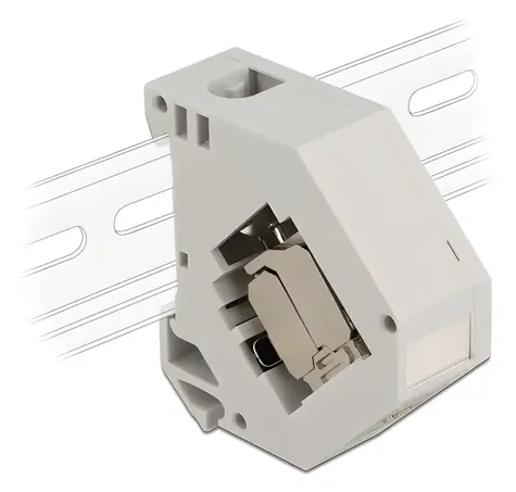 DeLock Keystone adaptér na DIN lištu šedá / Síťový adaptér / RJ45 / Cat.6A STP