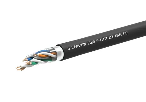 Lanview Cat6 F-UTP outdoor kabel 305 m černá / Síťový kabel / AWG23 / Fca / venkovní DUCT