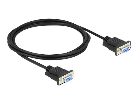 DeLock RS-232 Nullmodem / Sériový kabel / Sub-D9 samice - samice / Full Handshaking / 2 m