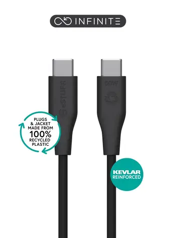 eSTUFF INFINITE (GRS) černá / USB-C kabel / USB-C - USB-C / 1 m / 60 W / Recyklovaný plast