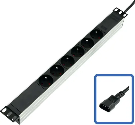 Lanview PDU 6x zásuvka bez vypínače černá / Rozvodný panel / 19