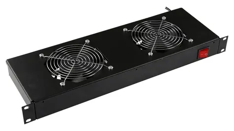 Lanview RAF115BL černá / Ventilátorový modul / 1U / 2 ventilátory / 280 m3/h / analogový termostat