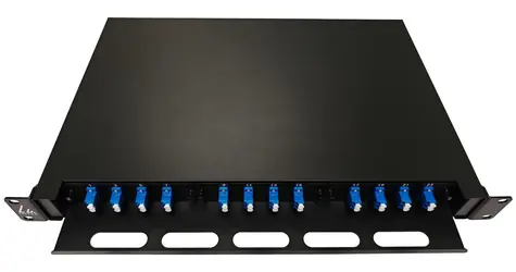 Lanview optický ODF panel výsuvný 1U / Patch panel / LC duplex / SM OS2 / 24 vláken / 12 portů