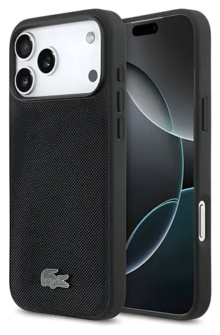Lacoste Iconic Petit Pique Metal Logo černá / Kryt pro iPhone 18 Pro Max / MagSafe / PVC