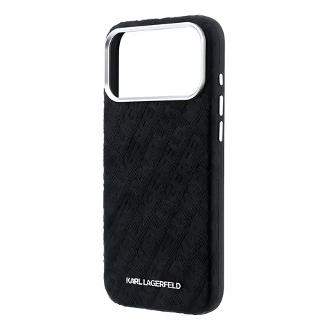 Karl Lagerfeld PU Grained Allover Semi Wrap iPhone 18 Pro Max černá / Zadní kryt / MagSafe / Apple iPhone 18 Pro Max
