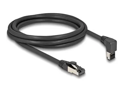 Delock RJ45 Cat.8.1 S/FTP 90° - přímý černá / Síťový kabel / 40 Gbps / 2 m / LSZH