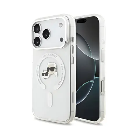 Karl Lagerfeld IML K&CH Heads Metal Frame kryt iPhone 18 Pro bílý / Kryt / MagSafe