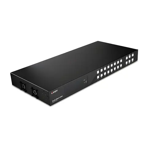 Lindy 38359 16x16 černá / Maticový přepínač HDMI / 4K 60Hz / RJ-45 / Výstup na sluchátka / Kovové tělo
