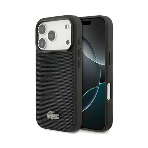 Lacoste Iconic Petit Pique Metal Logo černá / Kryt pro iPhone 18 Pro / MagSafe / PVC