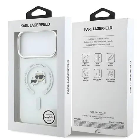 Karl Lagerfeld IML K&CH Heads Metal Frame kryt iPhone 18 Pro Max bílý / Kryt / MagSafe