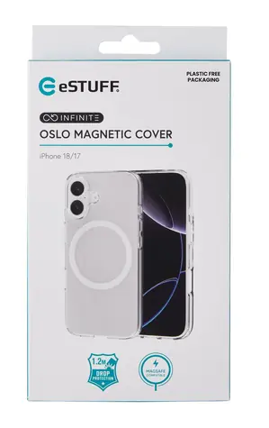 eSTUFF INFINITE OSLO Apple iPhone 17/18 průhledná / Ochranný kryt / MagSafe / GRS recyklovaný materiál
