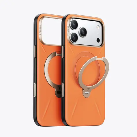 Torras Ostand Q3 VegSkin oranžová / Ochranný kryt / Apple iPhone 18 Pro / MagSafe / stojánek 360°