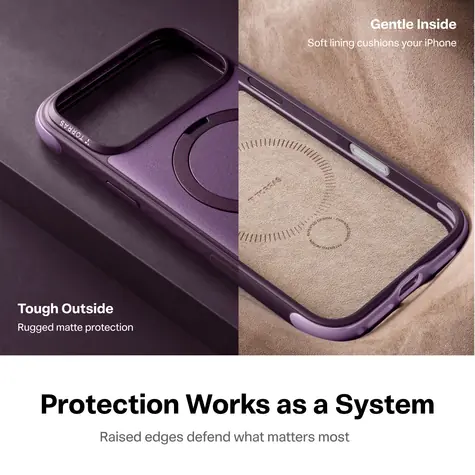 Torras Ostand Q3 Rugg fialová / Ochranný kryt / Apple iPhone 18 Pro Max / MagSafe / 360° stojánek