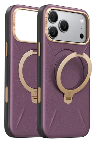 Torras Ostand Q3 VegSkin fialová / Ochranný kryt / Apple iPhone 18 Pro / MagSafe / stojánek 360°