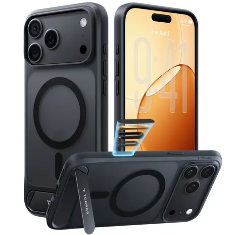 Torras Ostand L1 černá pro Apple iPhone 18 Pro / Ochranný kryt / MagSafe / Integrovaný stojánek