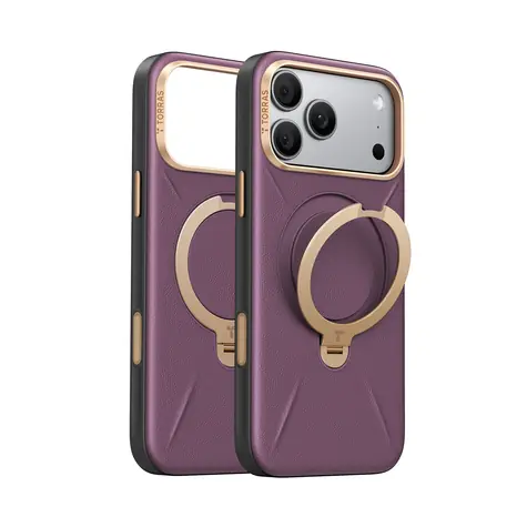 Torras Ostand Q3 VegSkin fialová / Ochranný kryt / Apple iPhone 18 Pro Max / MagSafe / stojánek 360°