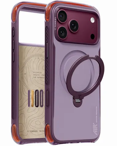 Torras Ostand Q3 Air Pro fialová / Ochranný kryt / iPhone 18 Pro Max / MagSafe / 360° stojánek