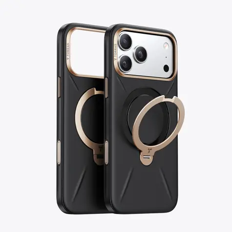 Torras Ostand Q3 VegSkin černá / Ochranný kryt / Apple iPhone 18 Pro / MagSafe / stojánek 360°
