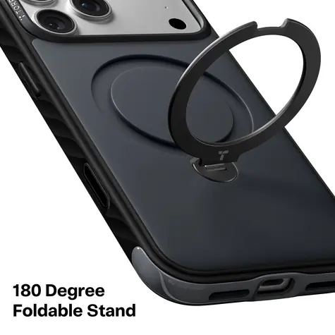 Torras Ostand Q3 Rugg černá / Ochranný kryt / Apple iPhone 18 Pro / MagSafe / stojánek 360°