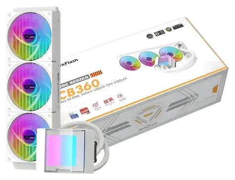 darkFlash CB360 bílá / AiO chladič CPU / 3x 120 mm / ARGB podsvícení / 800-1800 RPM / 28,5 dB / Intel + AMD
