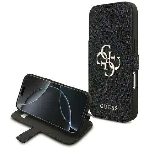 Guess Book 4G Metal Logo černá / Knížkové pouzdro / pro iPhone 18 Pro a 17 Pro / kovové logo