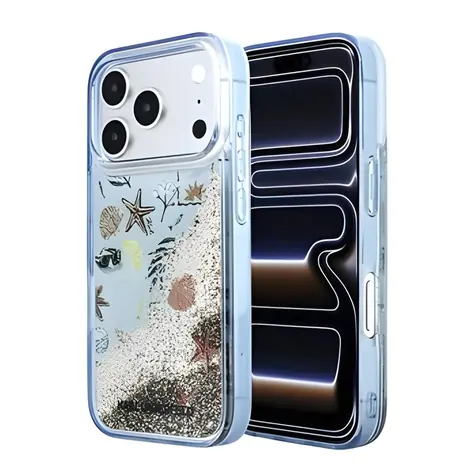 Karl Lagerfeld Liquid Glitter Beach modrá / Zadní kryt / Apple iPhone 18 Pro